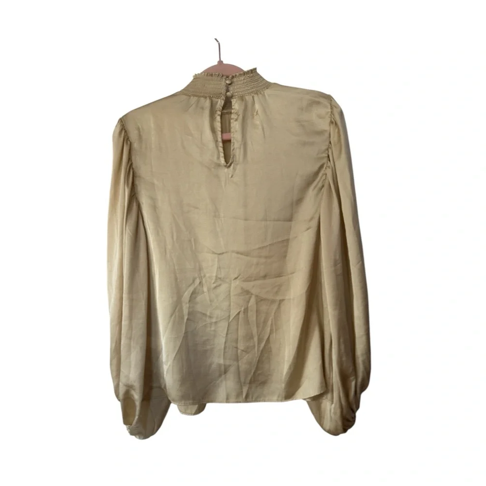 NWT MSK Cream Balloon Sleeve High-Neck Blouse Sz S (TXA960) - Picture 3 of 7